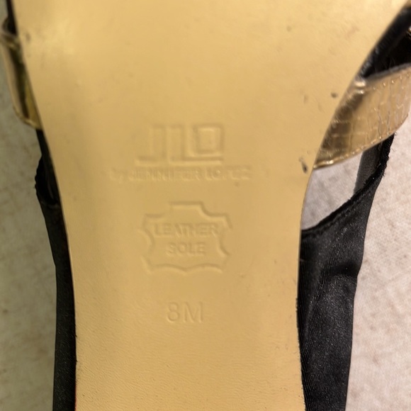 JLo by Jennifer Lopez leather sole heels, black & gold (size 8m) - Picture 5 of 6
